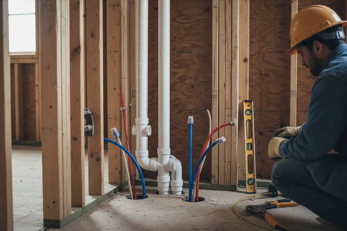 Drain and supply rough-in during Drain Cleaning in Rector