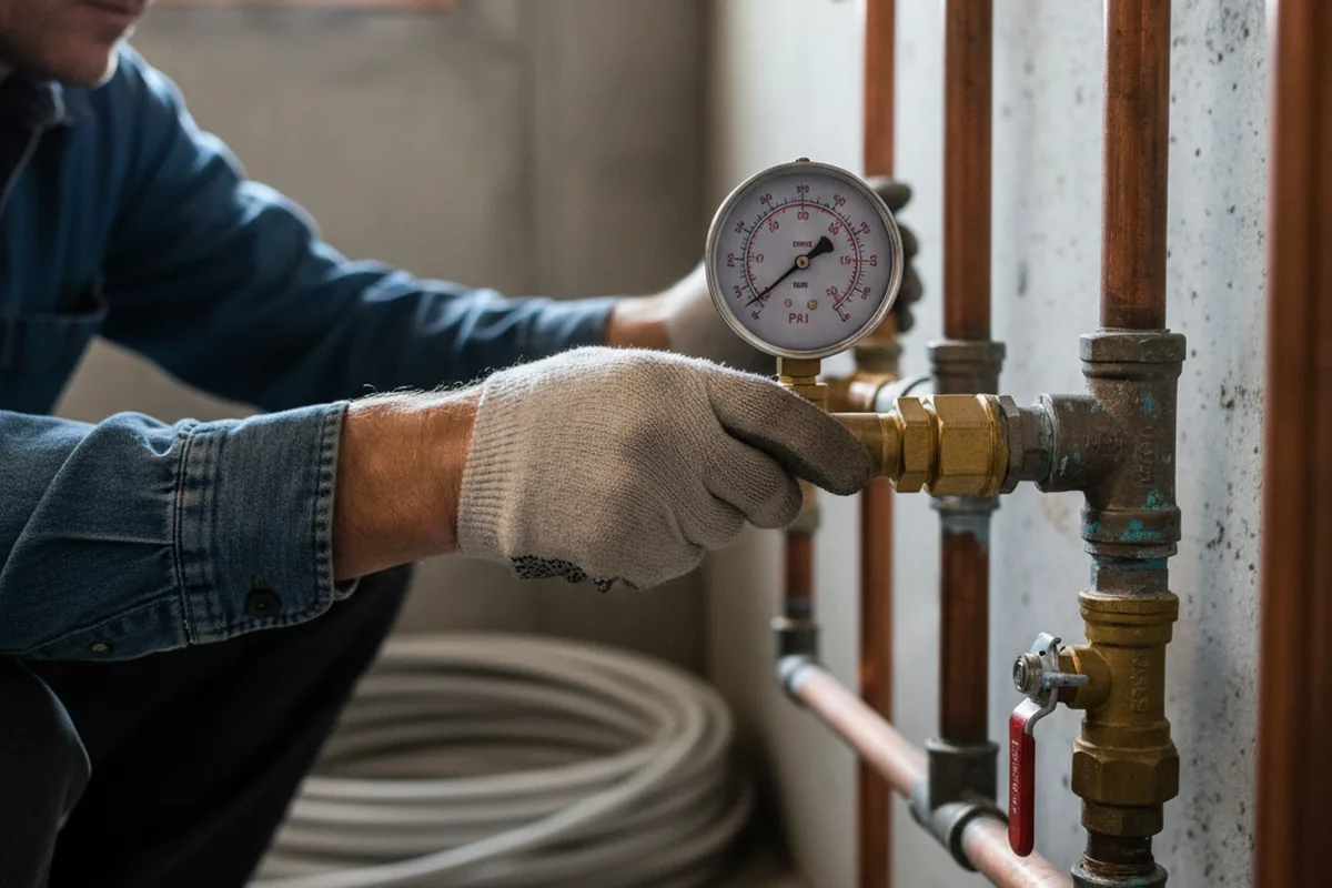 Pressure testing a repaired line during Water Line Repair in Rector